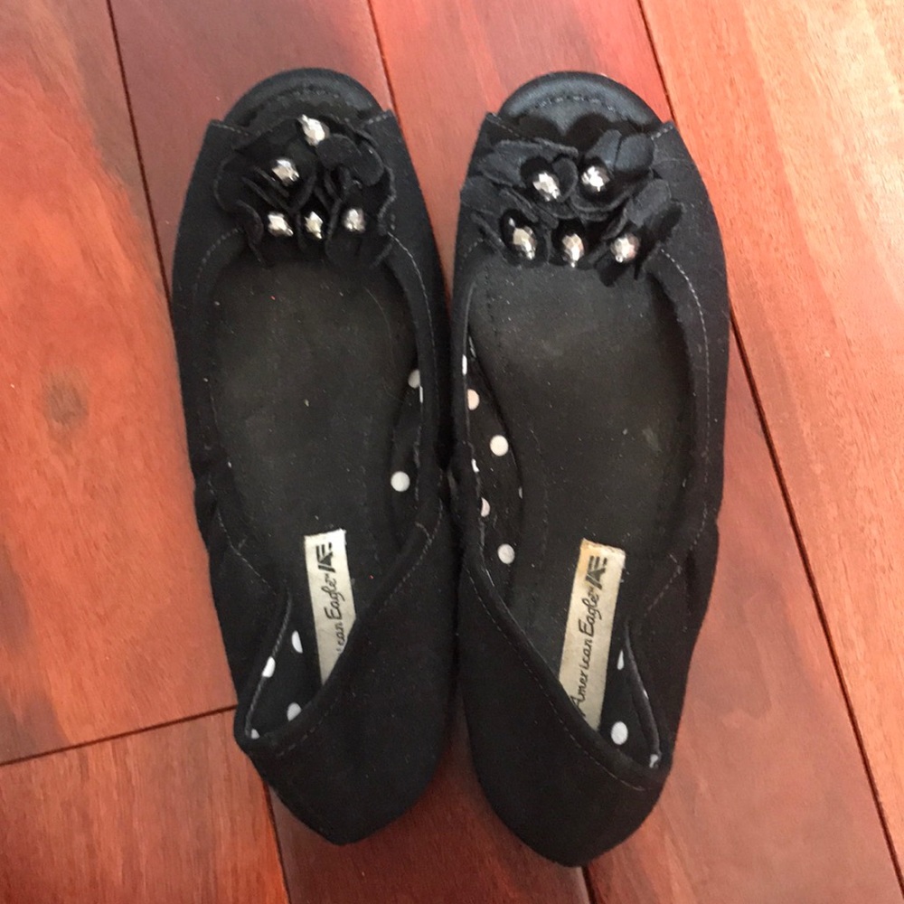 American Eagle Black Peep toe flats